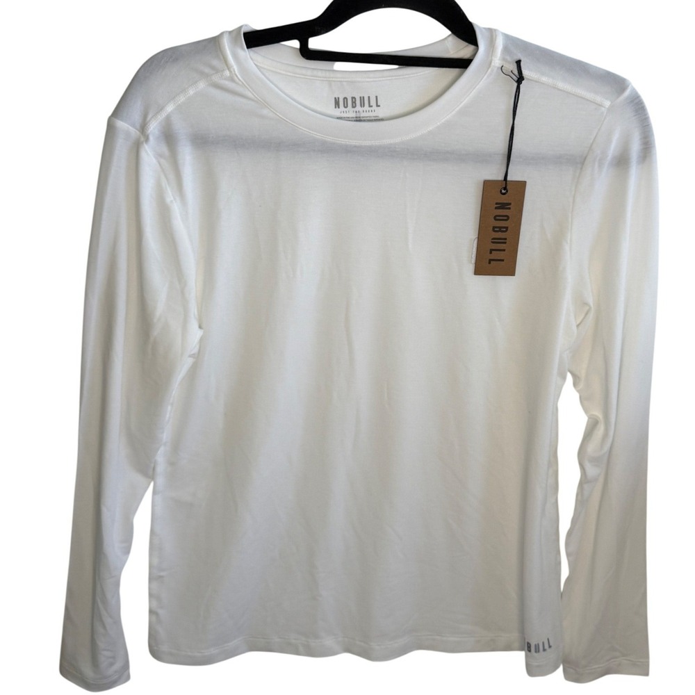 NOBULL Men's Long Sleeve Training Shirt‎ White WLSWHTM Size Medium New With Tags